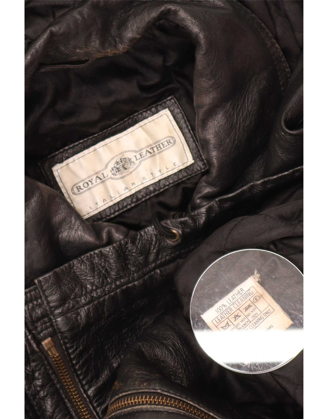Jaqueta de couro grande com capuz feminino vintage IT 44 preto médio