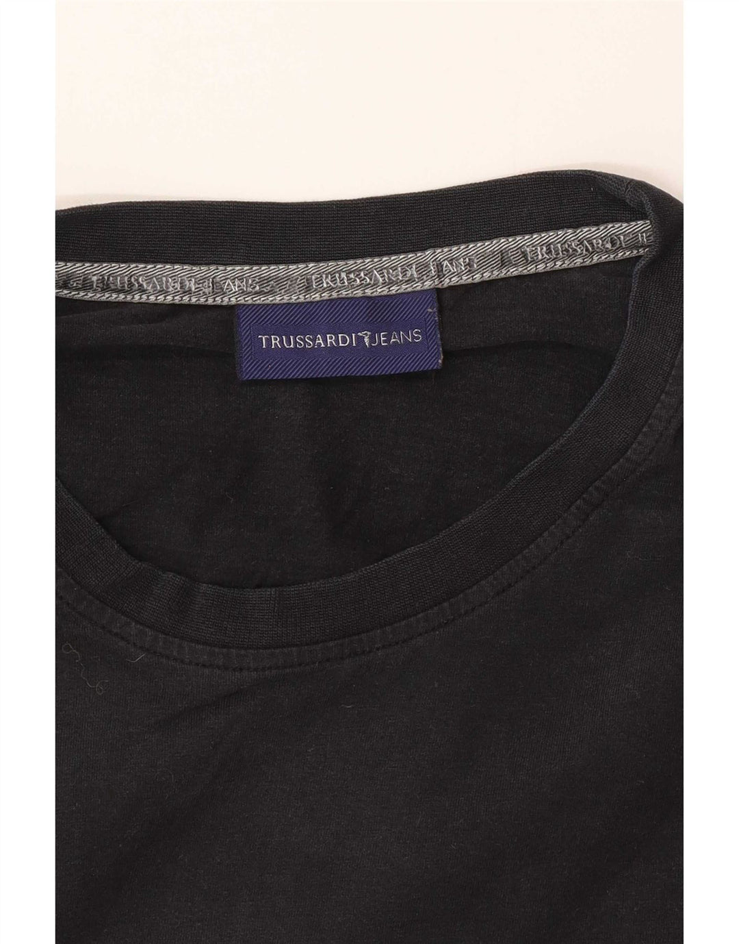 Trussardi Jeans Mens Gráfico Top Manga Longa Pequeno Preto