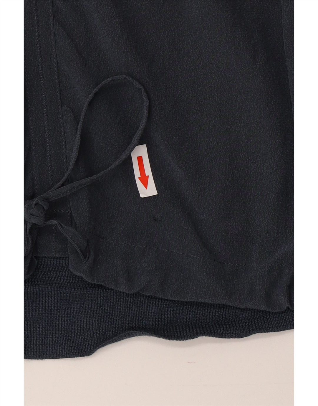 Jigsaw blusa feminina com amarração frontal e manga comprida Reino Unido 16 grande seda azul marinho