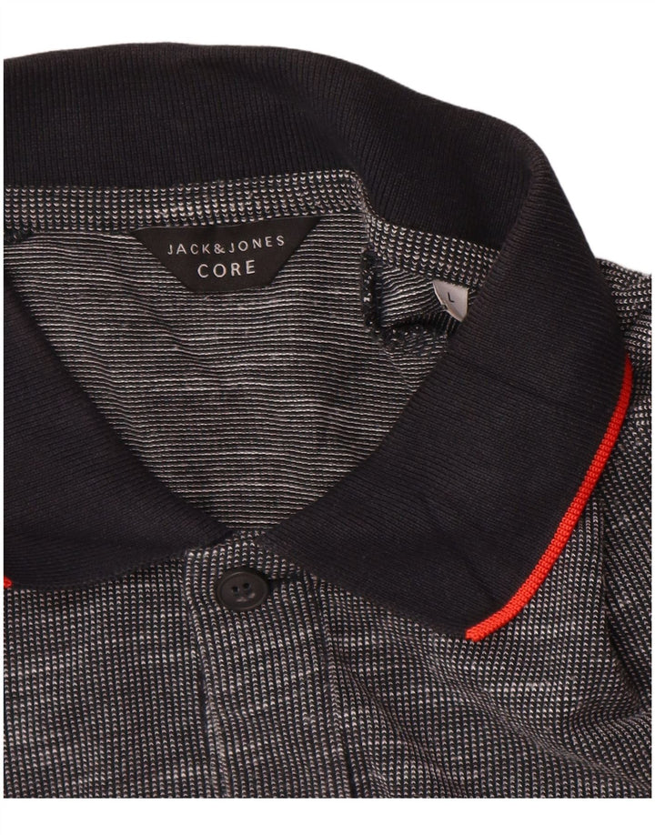 Camisa polo masculina Jack & Jones grande algodão manchado cinza