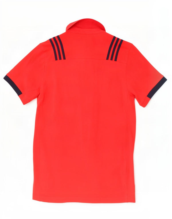 Camisa polo masculina Adidas Munster Rugby com estampa grande de algodão vermelho