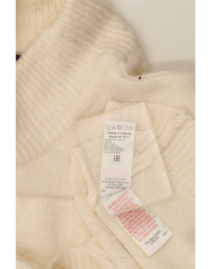 Suéter feminino Marks & Spencer com gola tartaruga Reino Unido 10 pequeno bege