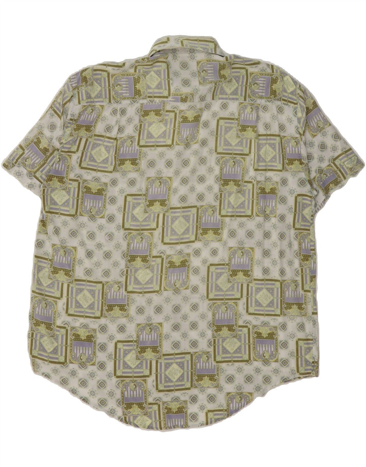 VINTAGE Mens Short Sleeve Shirt Large Green Patchwork Vintage Vintage and Second-Hand Vintage from Messina Hembry 