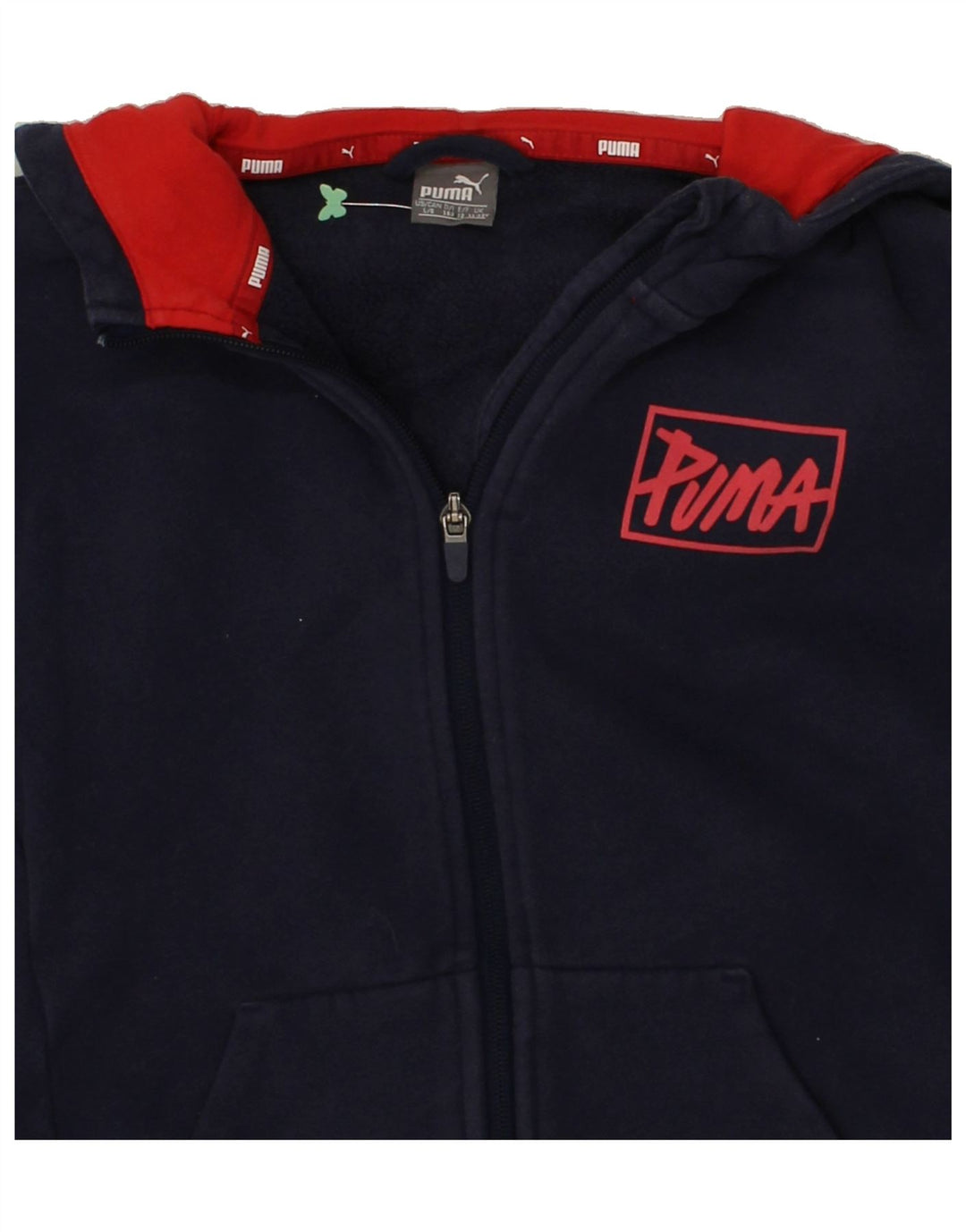 PUMA Boys Graphic Zip Hoodie Sweater 11-12 Years Navy Blue Vintage Puma and Second-Hand Puma from Messina Hembry 