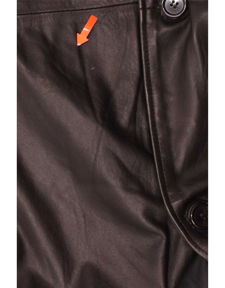 Casaco de couro masculino Barone UK 36 pequeno preto