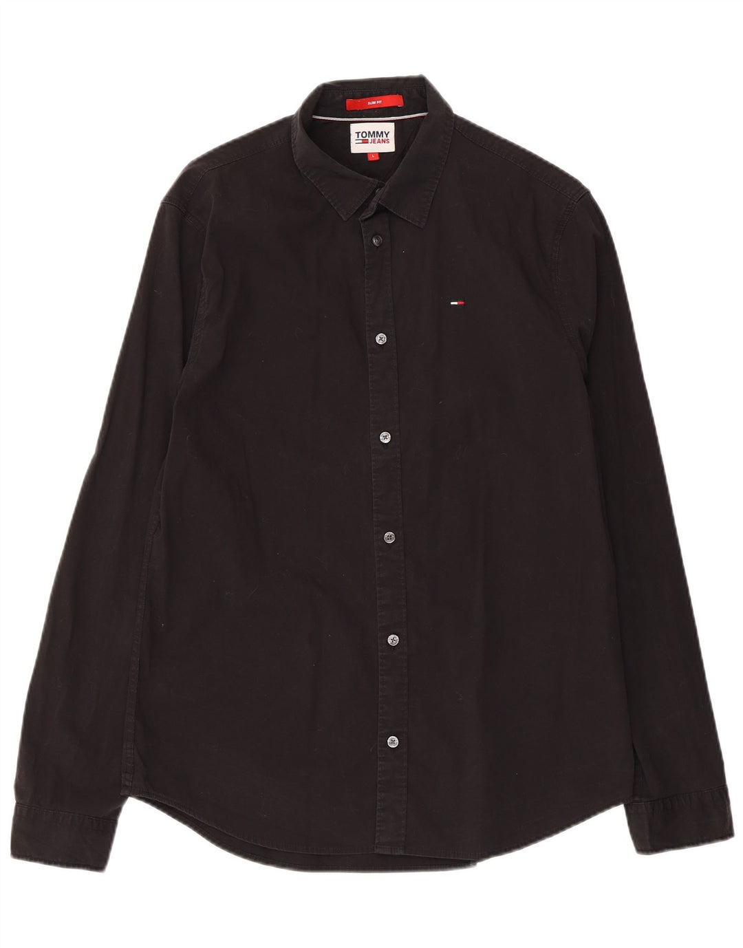 Camisa masculina Tommy Hilfiger Slim Fit grande algodão preto