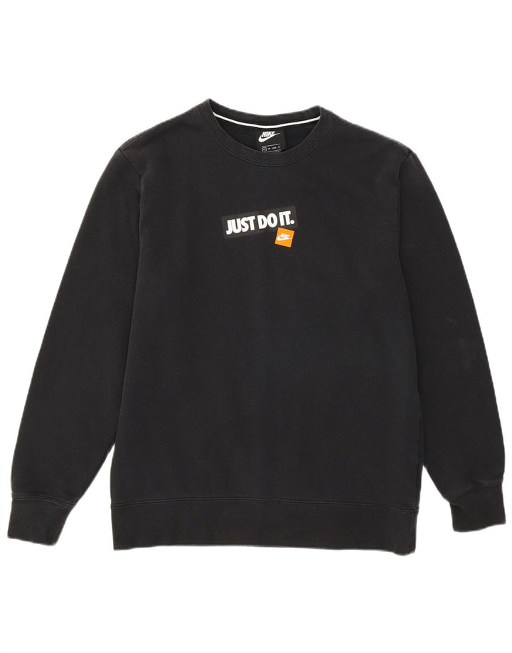 NIKE Mens Graphic Moletom Jumper XS Algodão Preto