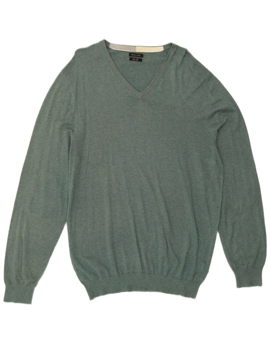 Suéter masculino MASSIMO DUTTI com decote em V 2XL algodão verde