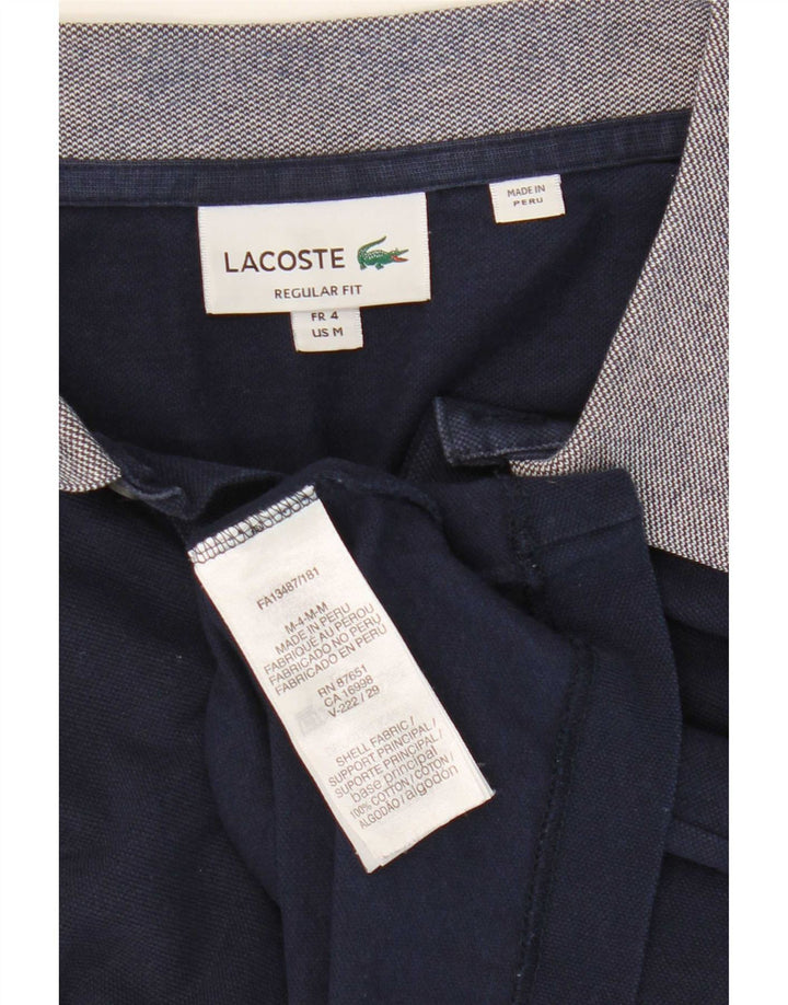 Camisa polo masculina Lacoste Regular Fit tamanho 4 médio azul marinho algodão