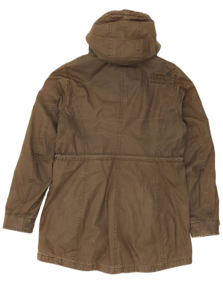 Jaqueta Parka masculina Superdry com capuz UK 40 poliéster cáqui grande