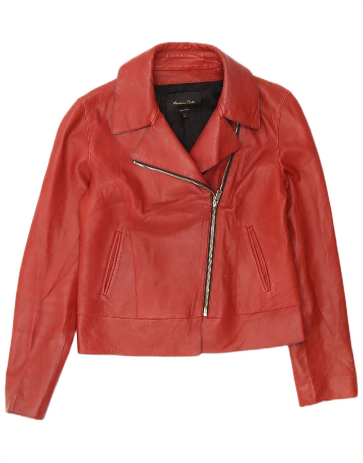 Jaqueta masculina de couro para motociclista Massimo Dutti Reino Unido 36 couro vermelho pequeno