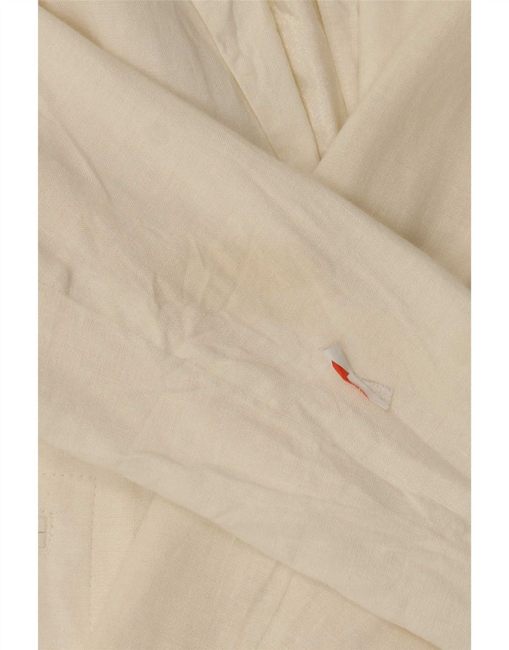 Jaqueta blazer feminina de 1 botão French Connection UK 12 linho branco médio