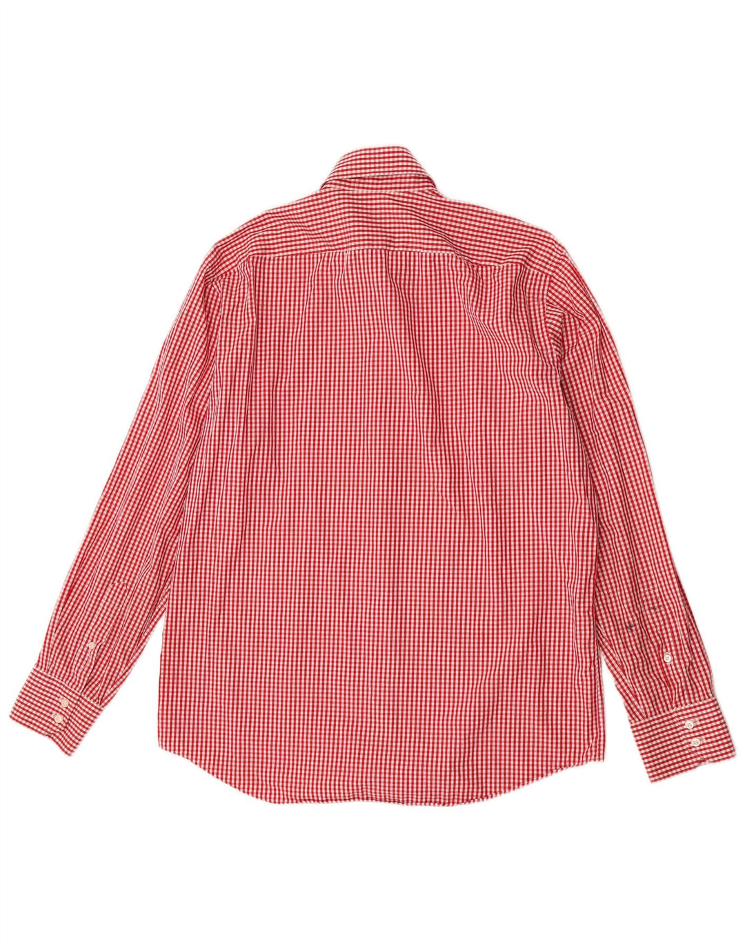 Camisa masculina de ajuste regular Hugo Boss tamanho 41 16 grande algodão vermelho guingão