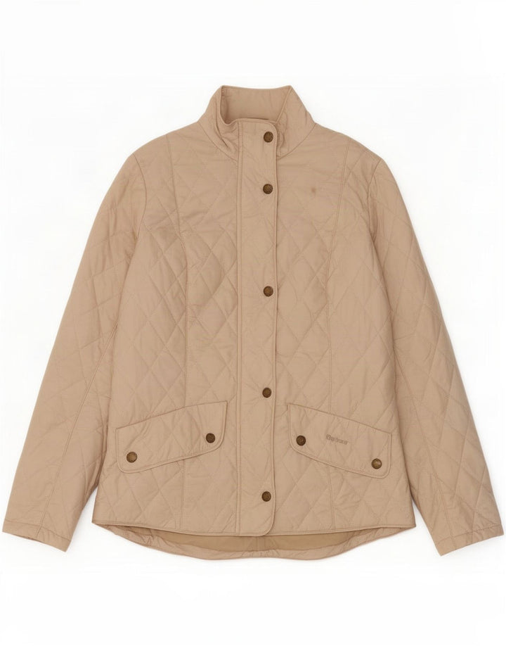 Jaqueta acolchoada feminina Barbour Reino Unido 14 grande nylon bege