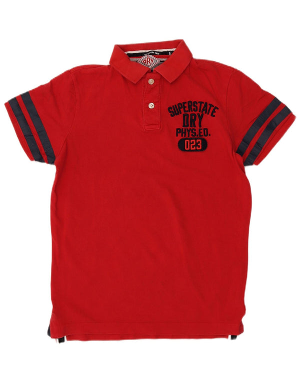 Camisa polo masculina Superdry com listras vermelhas grandes de algodão