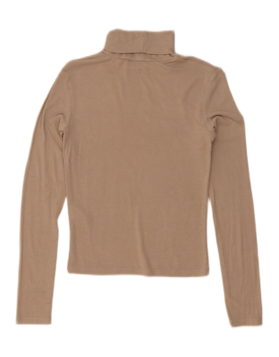 Zara Top curto feminino manga comprida UK 8 pequeno bege viscose
