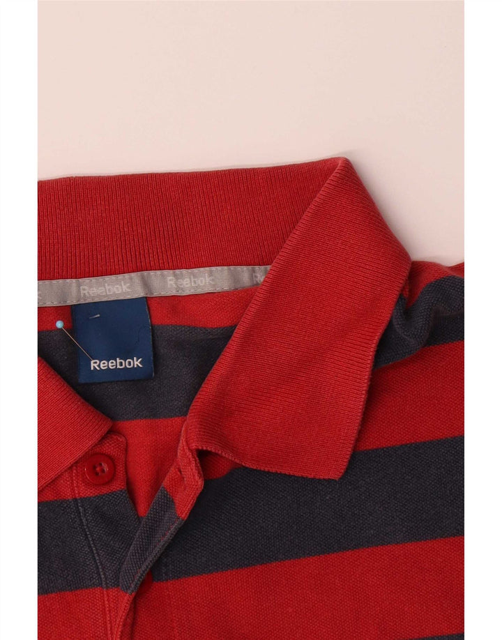 Camisa polo masculina Reebok grande algodão listrado vermelho