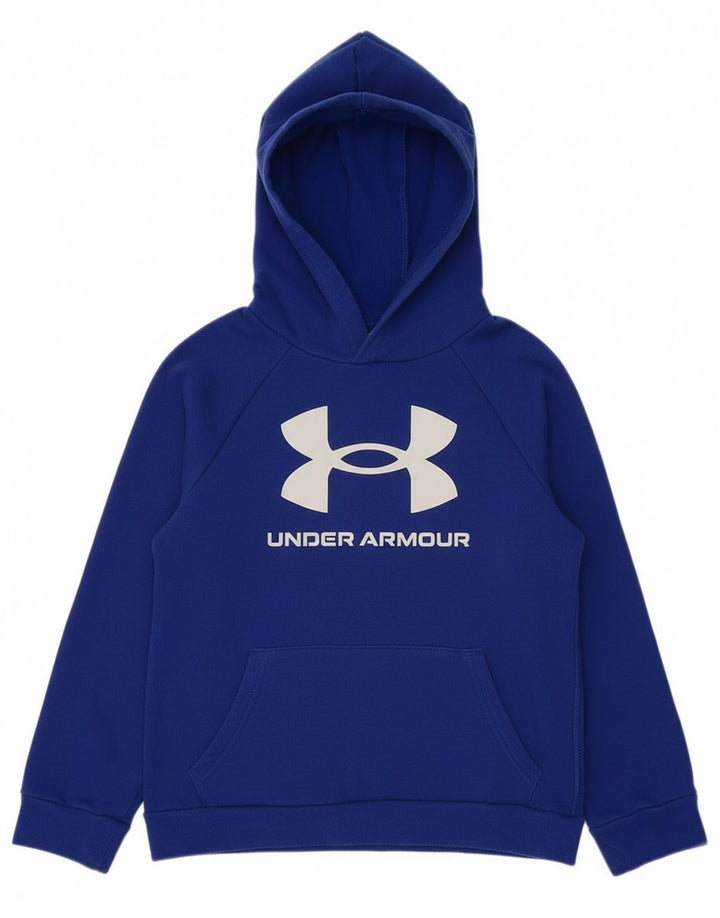 Suéter gráfico com capuz Under Armour Boys 7-8 anos pequeno algodão azul