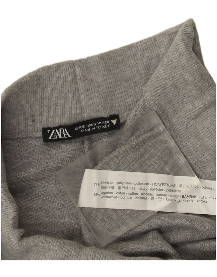 Calça de treino feminina Zara UK 8 poliéster manchado cinza pequeno