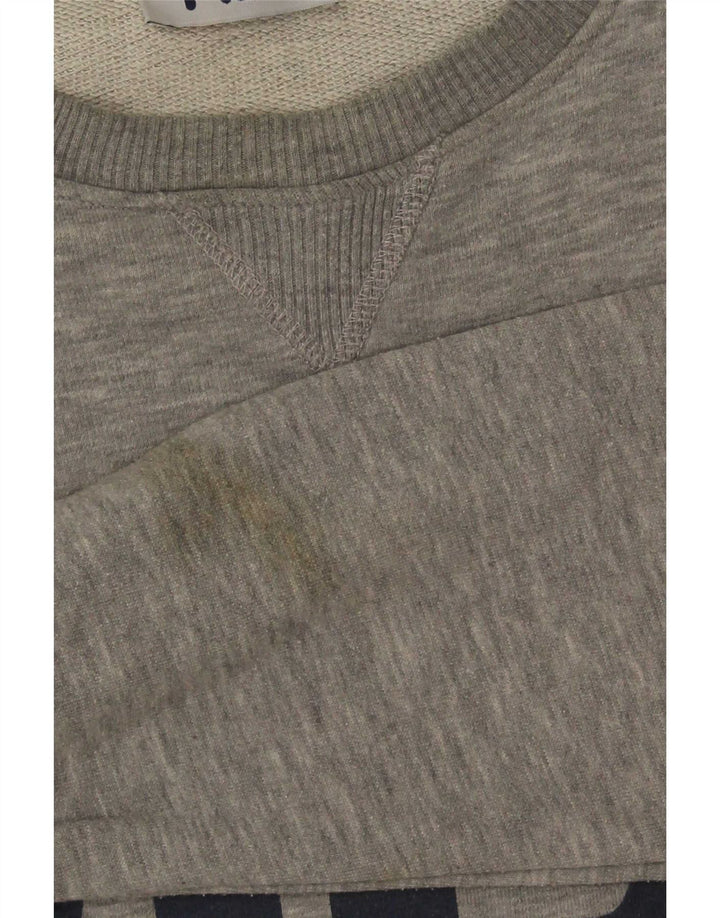 Fila moletom gráfico masculino jumper pequeno algodão manchado cinza