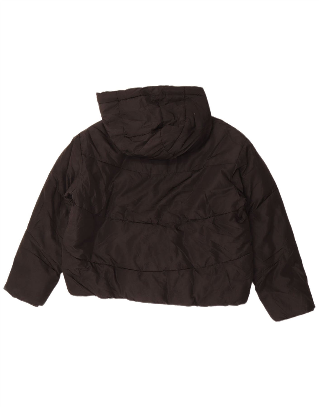 Jaqueta acolchoada com capuz e capuz feminino Zara UK 10 pequeno poliéster preto