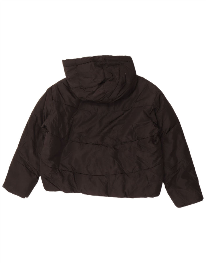 Jaqueta acolchoada com capuz e capuz feminino Zara UK 10 pequeno poliéster preto