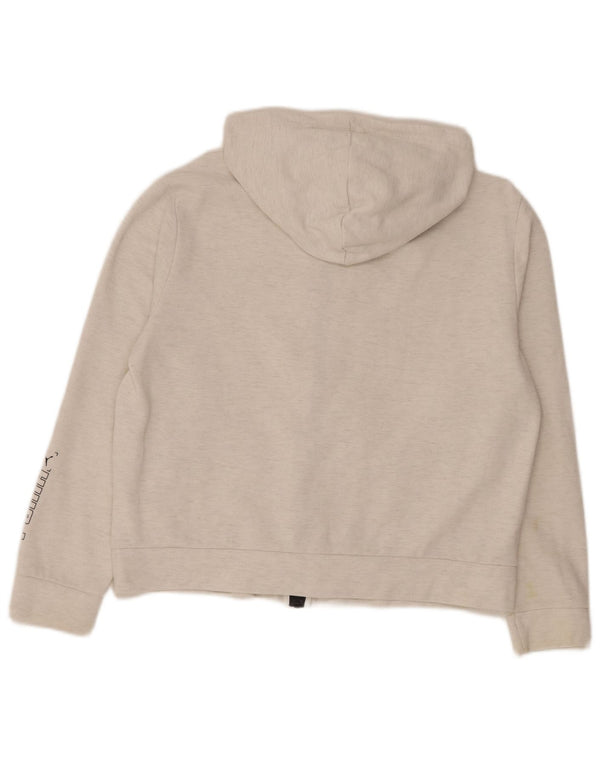 Suéter feminino Puma com capuz e zíper gráfico UK 14 algodão branco médio
