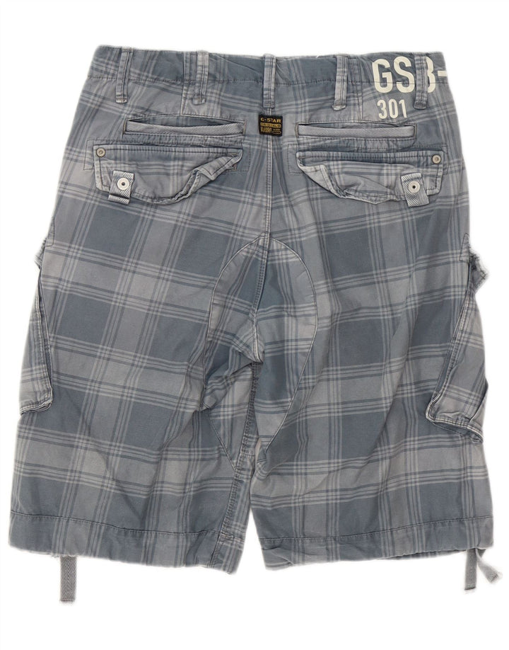 Shorts cargo masculino G-Star W32 algodão xadrez cinza médio