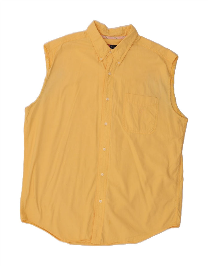 CHAPS Mens Sleeveless Shirt XL Yellow Cotton Vintage Chaps and Second-Hand Chaps from Messina Hembry 