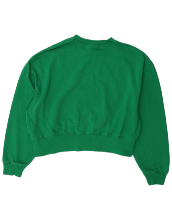 Adidas Womens Crop Oversized Moletom Jumper Reino Unido 8/10 Pequeno Algodão Verde
