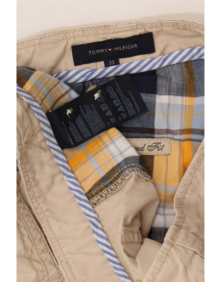 Tommy Hilfiger Mens Relaxed Fit Cargo Shorts W33 Médio Bege Algodão