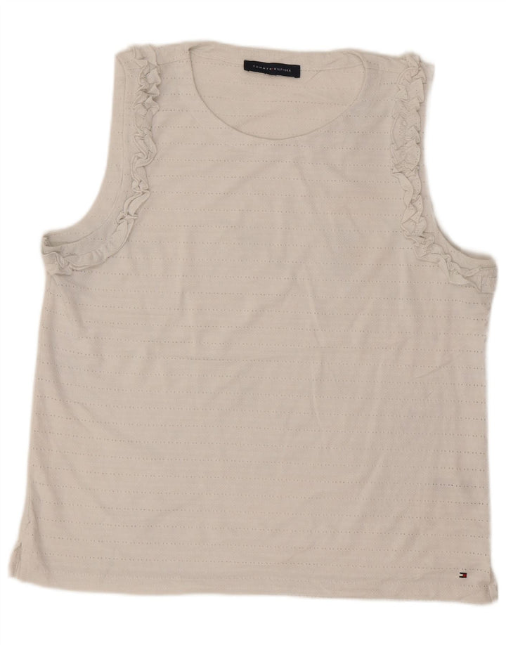 Blusa feminina sem mangas TOMMY HILFIGER UK 18 XL poliéster branco