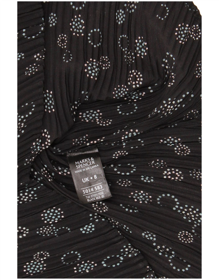 Blusa feminina Marks & Spencer Reino Unido 8 pequena preta geométrica poliéster