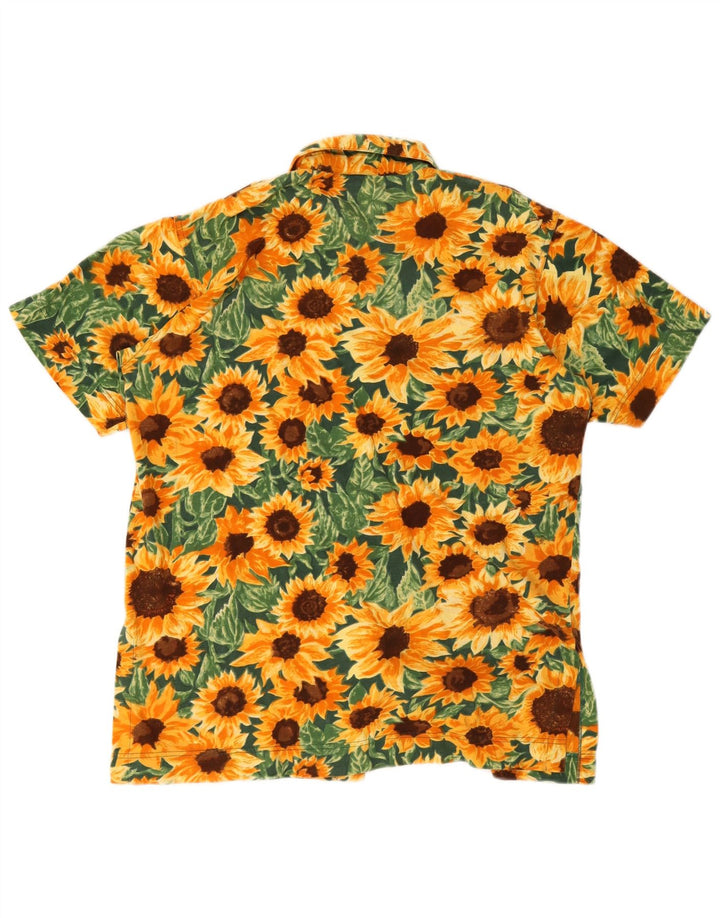 Camisa feminina vintage manga curta EU 38 média floral multicolorida