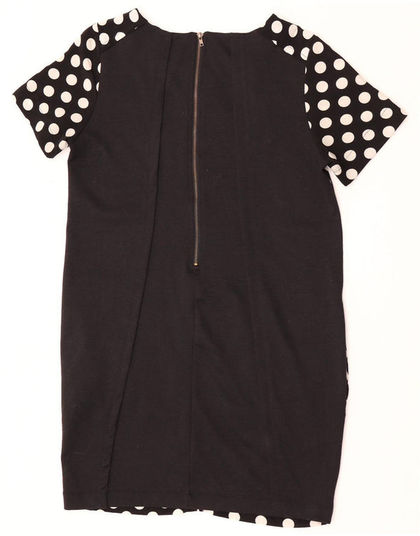 Vestido feminino Zara UK 12 médio preto bolinhas poliéster
