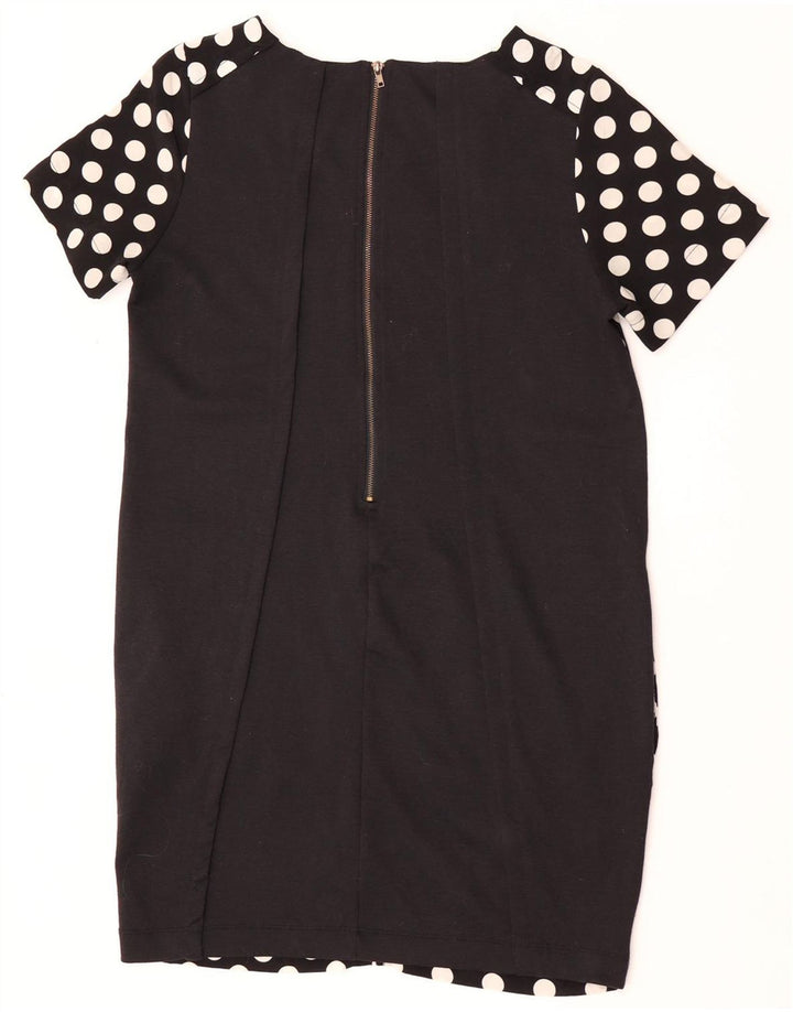 Vestido feminino Zara UK 12 médio preto bolinhas poliéster