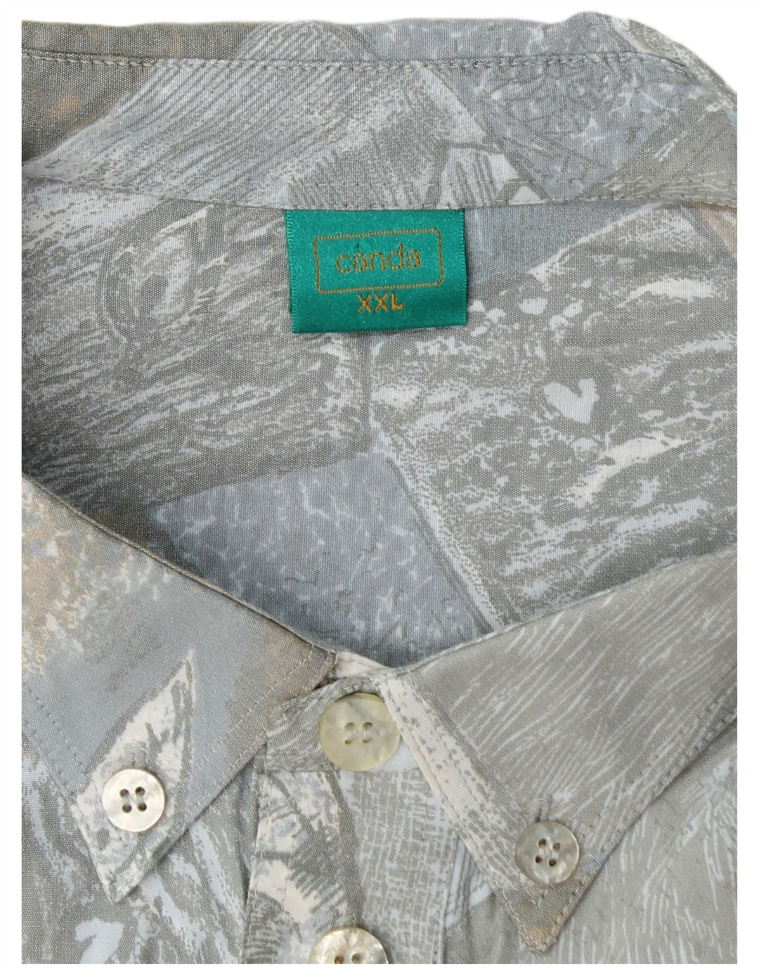 CANDA Masculino Padrão Abstrato Pulôver de Manga Curta 2XL Viscose Azul