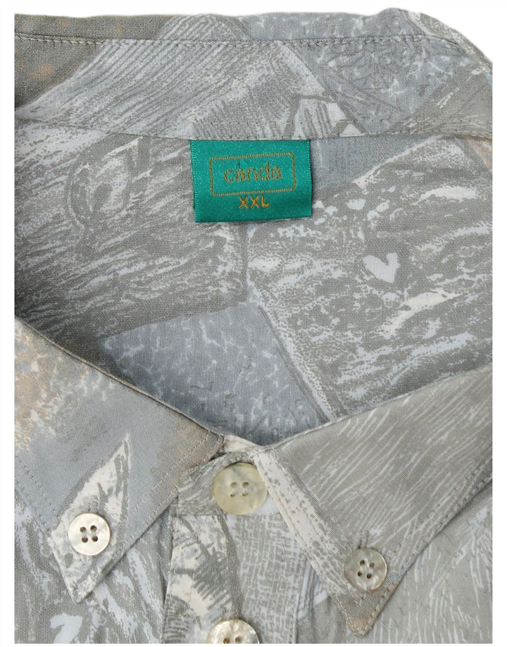 CANDA Masculino Padrão Abstrato Pulôver de Manga Curta 2XL Viscose Azul