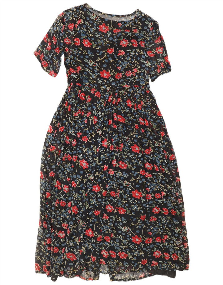Vestido maxi feminino Coocoon UK 10 pequeno floral preto