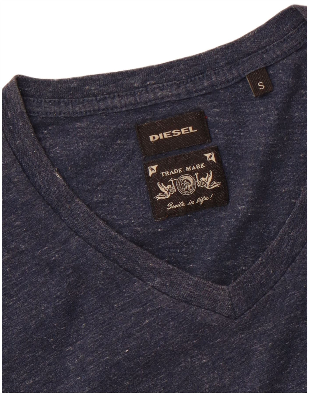 Camiseta masculina DIESEL pequena azul marinho manchada