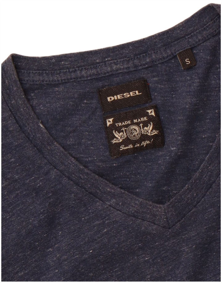 Camiseta masculina DIESEL pequena azul marinho manchada