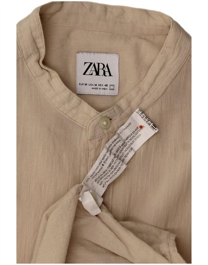 Camisa masculina ZARA algodão bege médio