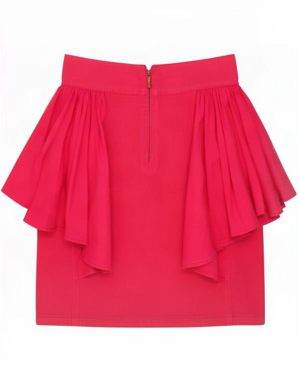 Vintage Womens Ruffle Skirt IT 44 Medium W28 Pink Cotton