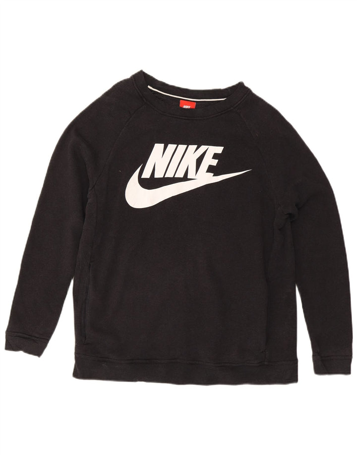 Nike feminino gráfico moletom jumper UK 14 médio preto