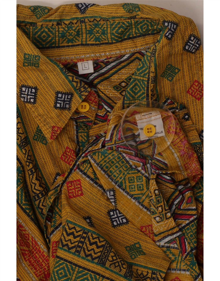 Camisa masculina VINTAGE grande algodão geométrico multicolorido