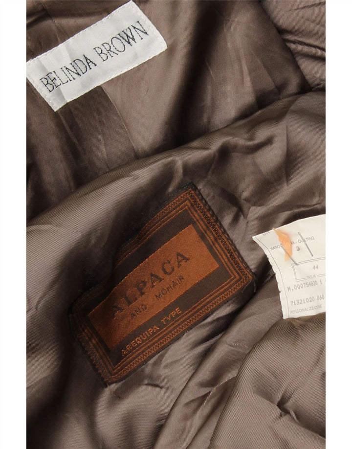 Sobretudo aberto grande feminino VINTAGE IT 44 lã de alpaca cinza médio