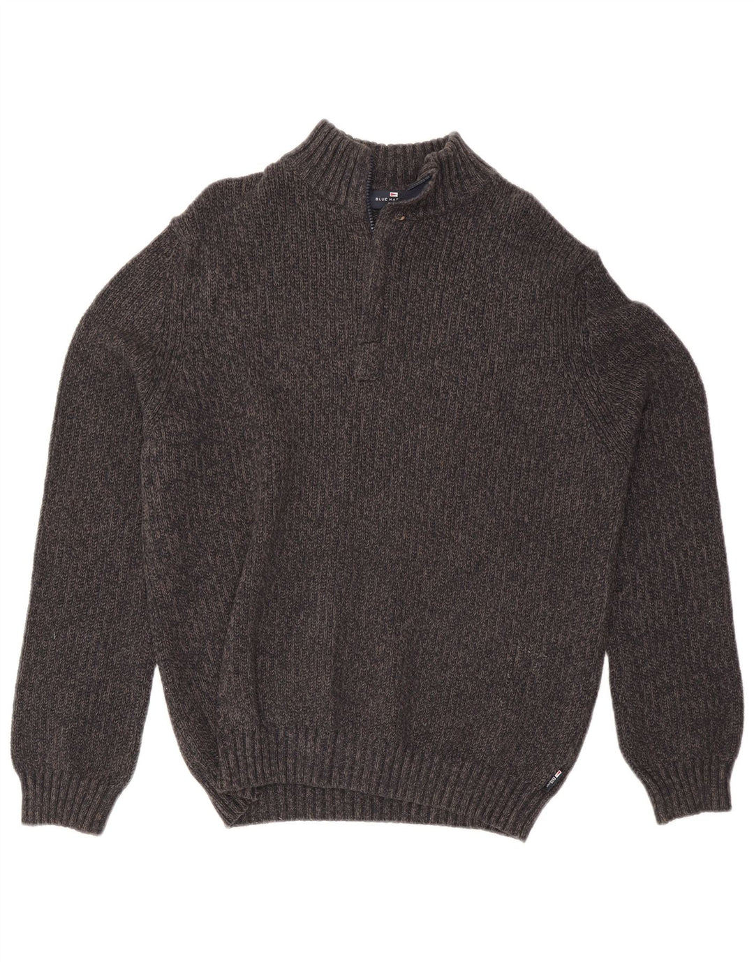 Suéter masculino Marks & Spencer Blue Harbor com zíper e gola em seda cinza médio