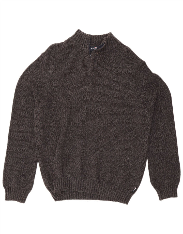 Suéter masculino Marks & Spencer Blue Harbor com zíper e gola em seda cinza médio