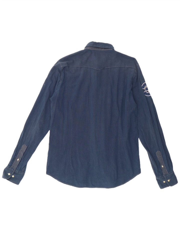 Camisa gráfica masculina La Martina grande algodão manchado azul