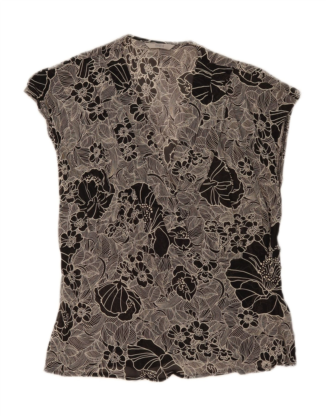 Blusa feminina Marks & Spencer UK 16 grande preta floral